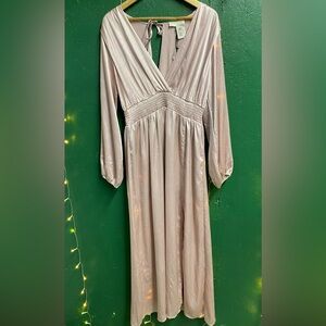 Pinch Mauve Satin Long Sleeve Dress